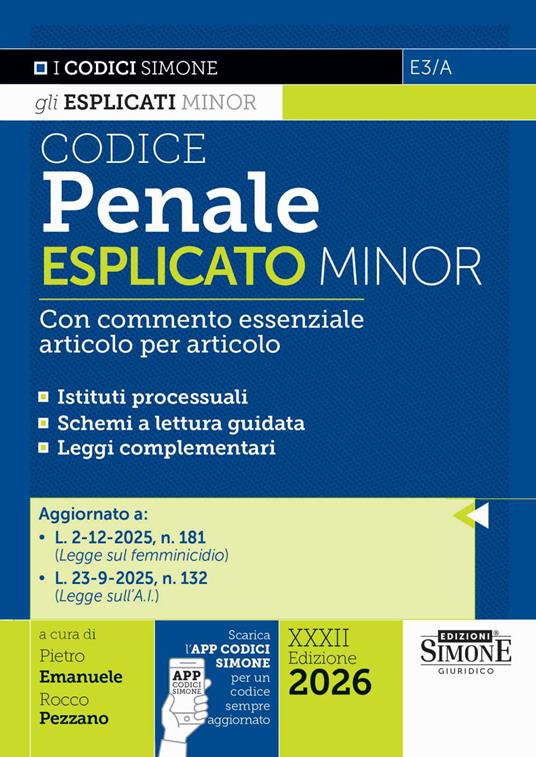 E3/A Codice penale Esplicato. Minor