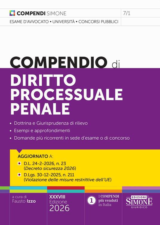 Compendio di Diritto Processuale Penale 7/1